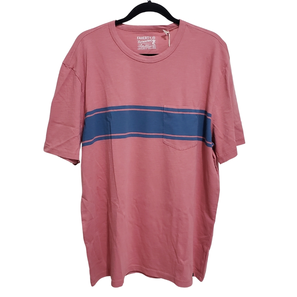 Faherty Surf Stripe Sunwashed T-Shirt Organic Cotton Men XXL Faded Flag NWT